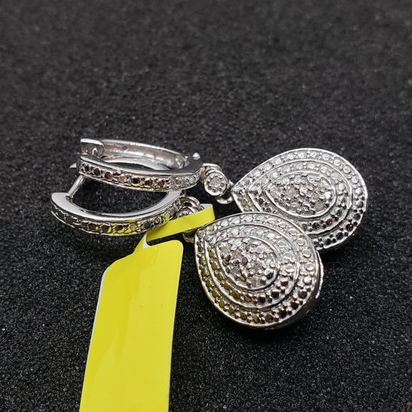 Diamond Sterling Silver Reversible Earrings TGW 0.20 cts - Picture 7 of 14